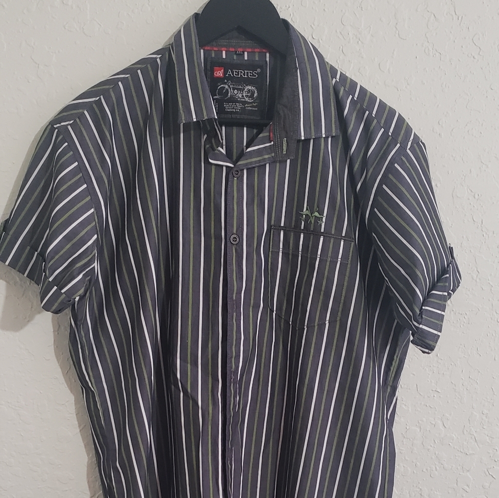 Aeries Short Sleeve Striped Button Up